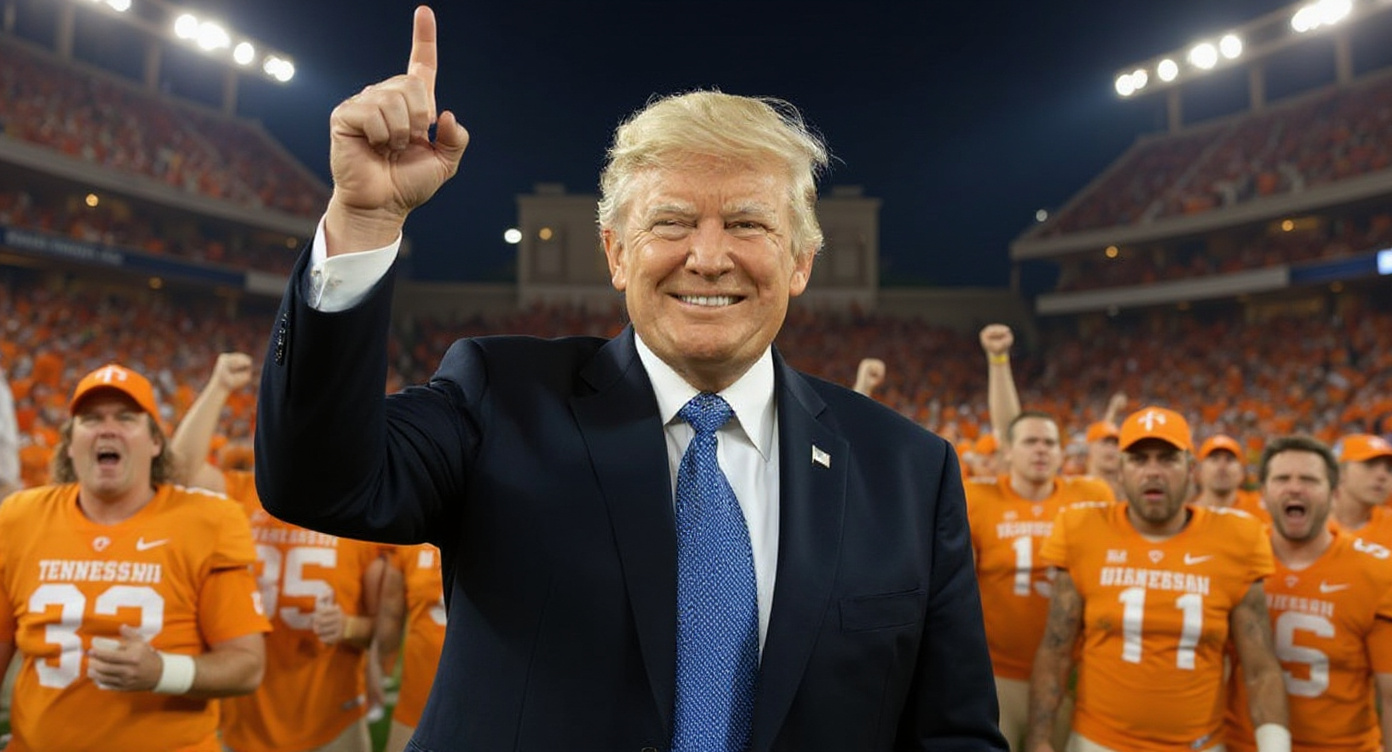 Trump Buzzes Neyland Stadium in Air Force One, Walks Into 100,000 Screaming Fans Like He Owns the Place