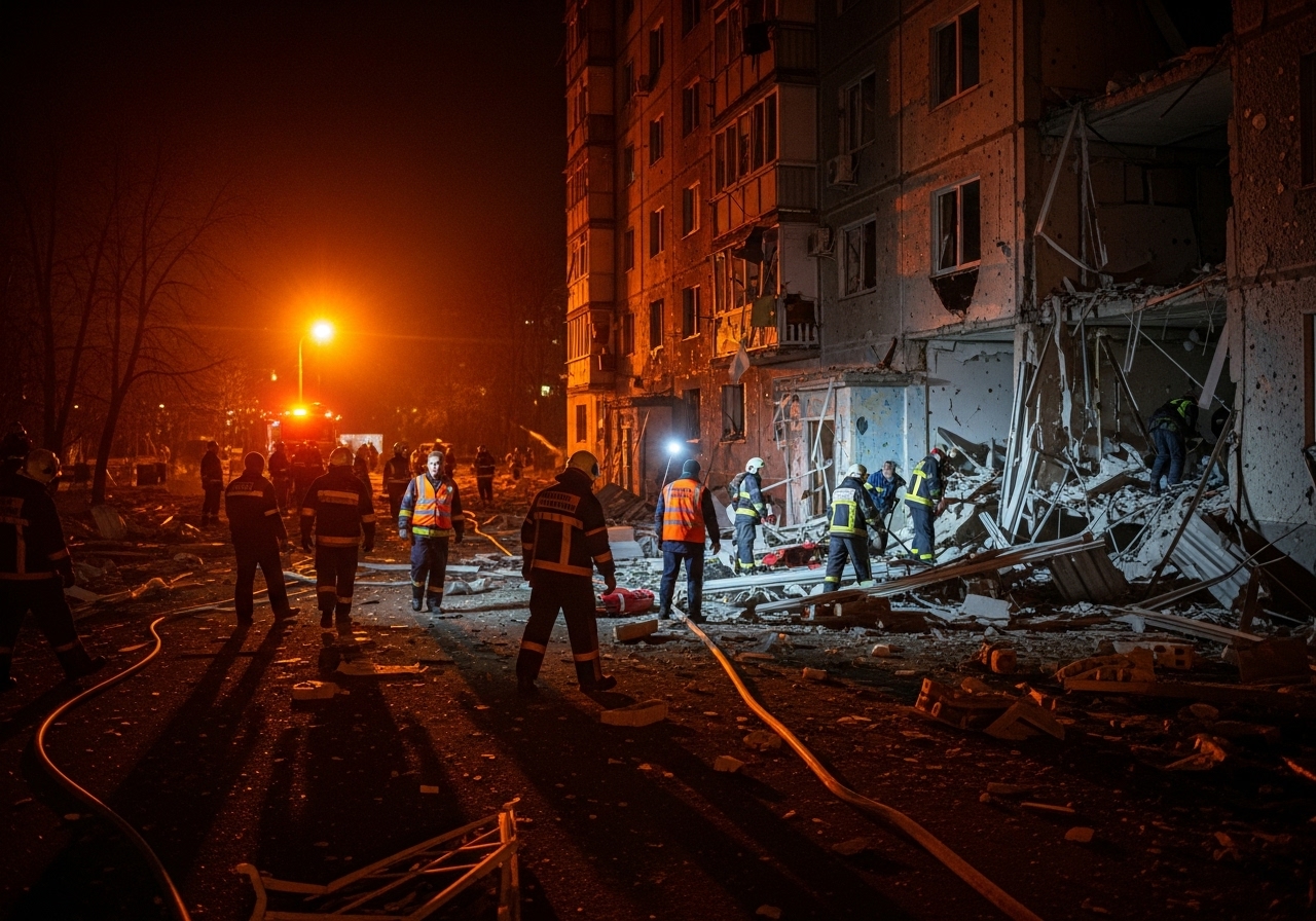 Massive Aerial Assault on Kyiv Lights Up the Sky